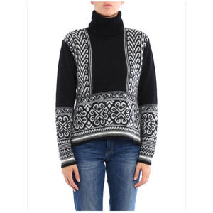N°21 Jacquard Mohair Cropped High Low Black and White Sweater S